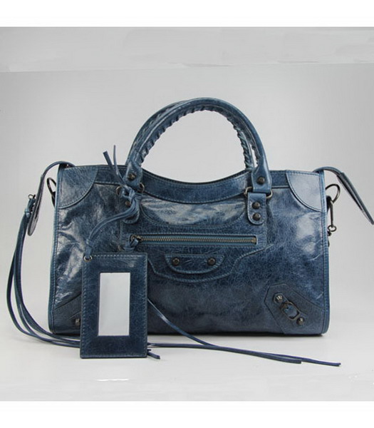 Balenciaga Motorcycle City Bag in pelle Sapphire Blue Oil